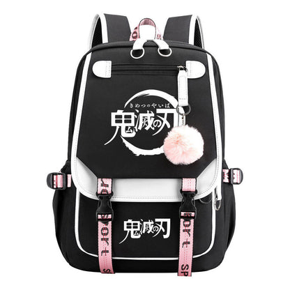Cartoon Fashion Usb Youth Student School Bag Casual Ribbon Flip Backpack