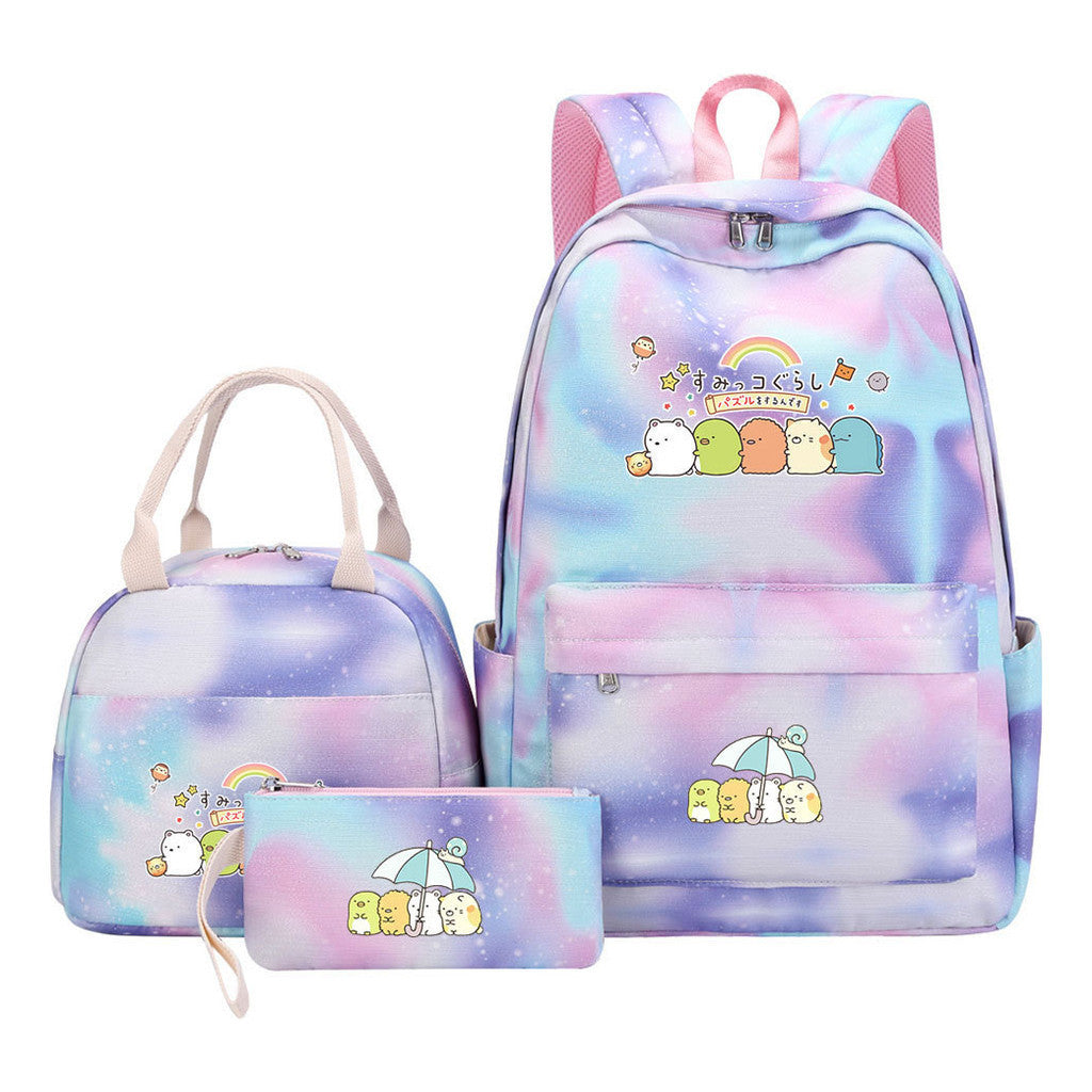 Game Corner Biology Youth School Bag Lunch Bag Three Piece Set Backpack Set