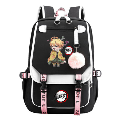Cartoon Fashion Usb Student Backpack With Casual Woven Strap Flip Back Backpack