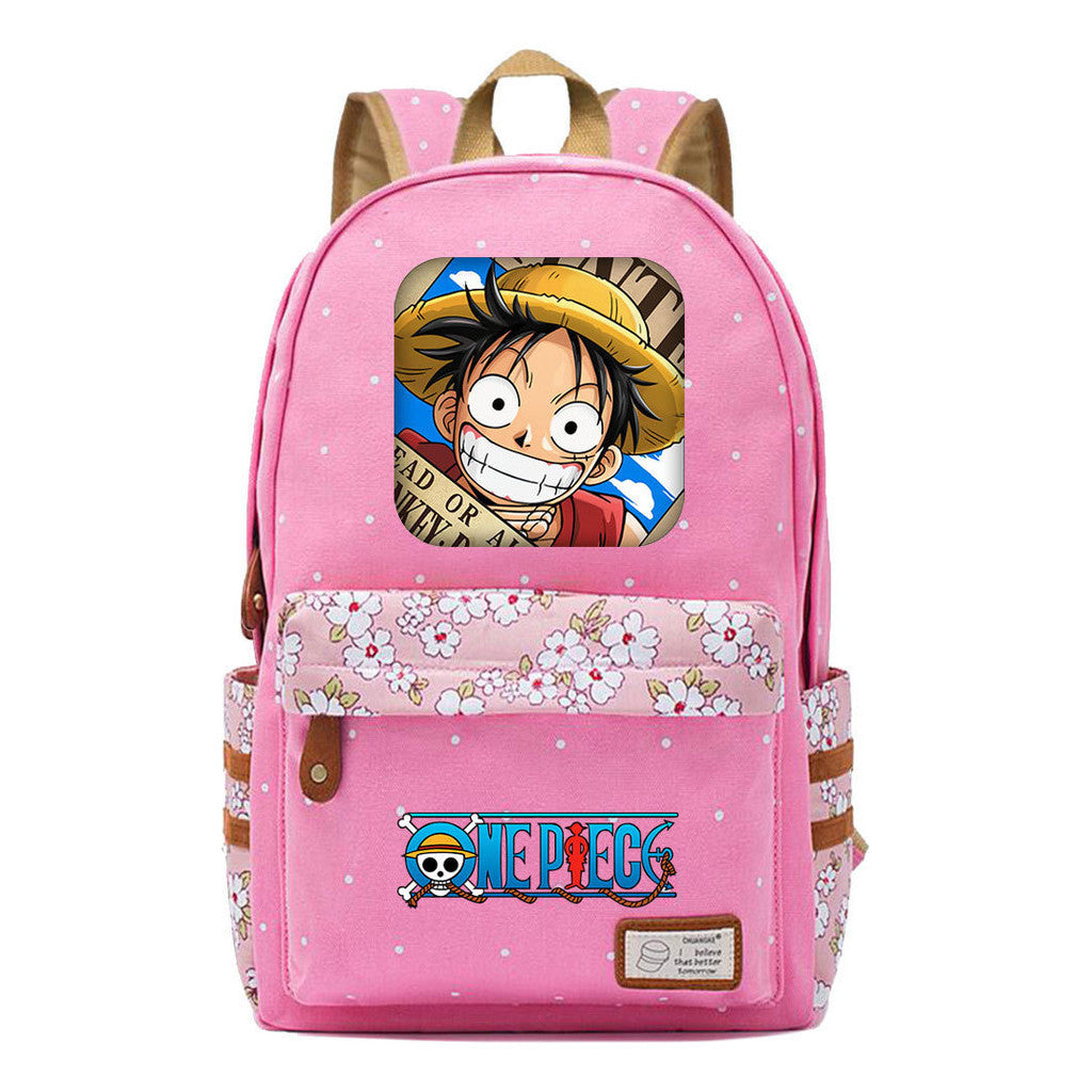 Anime Pirate King Lufei Printed Student School Bag Fragmented Flower Leisure Backpack