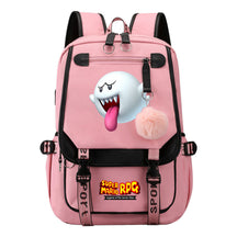 Super Mario Printed Usb Youth Student Backpack For Men And Women With Casual Woven Strap Flap Backpack