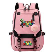 Super Mario Printed Usb Youth Student Backpack For Men And Women With Casual Woven Strap Flap Backpack