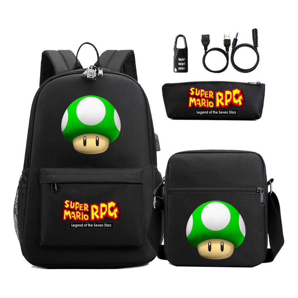 Usb Password Lock Youth Student Backpack Three Piece Set For Men And Women Backpacks