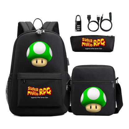Usb Password Lock Youth Student Backpack Three Piece Set For Men And Women Backpacks