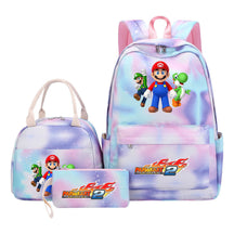 Super Mario Student Girls School Bag Lunch Bag Three Piece Backpack Set