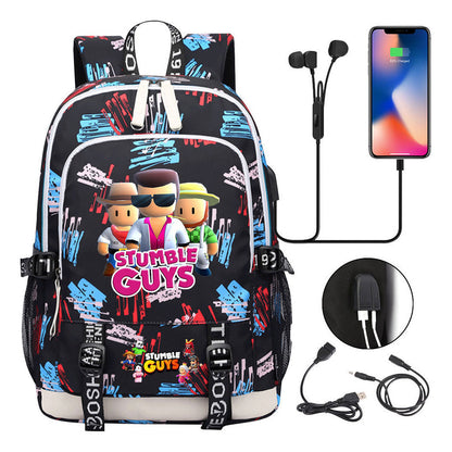 Printed Student Backpack Usb Leisure Backpack