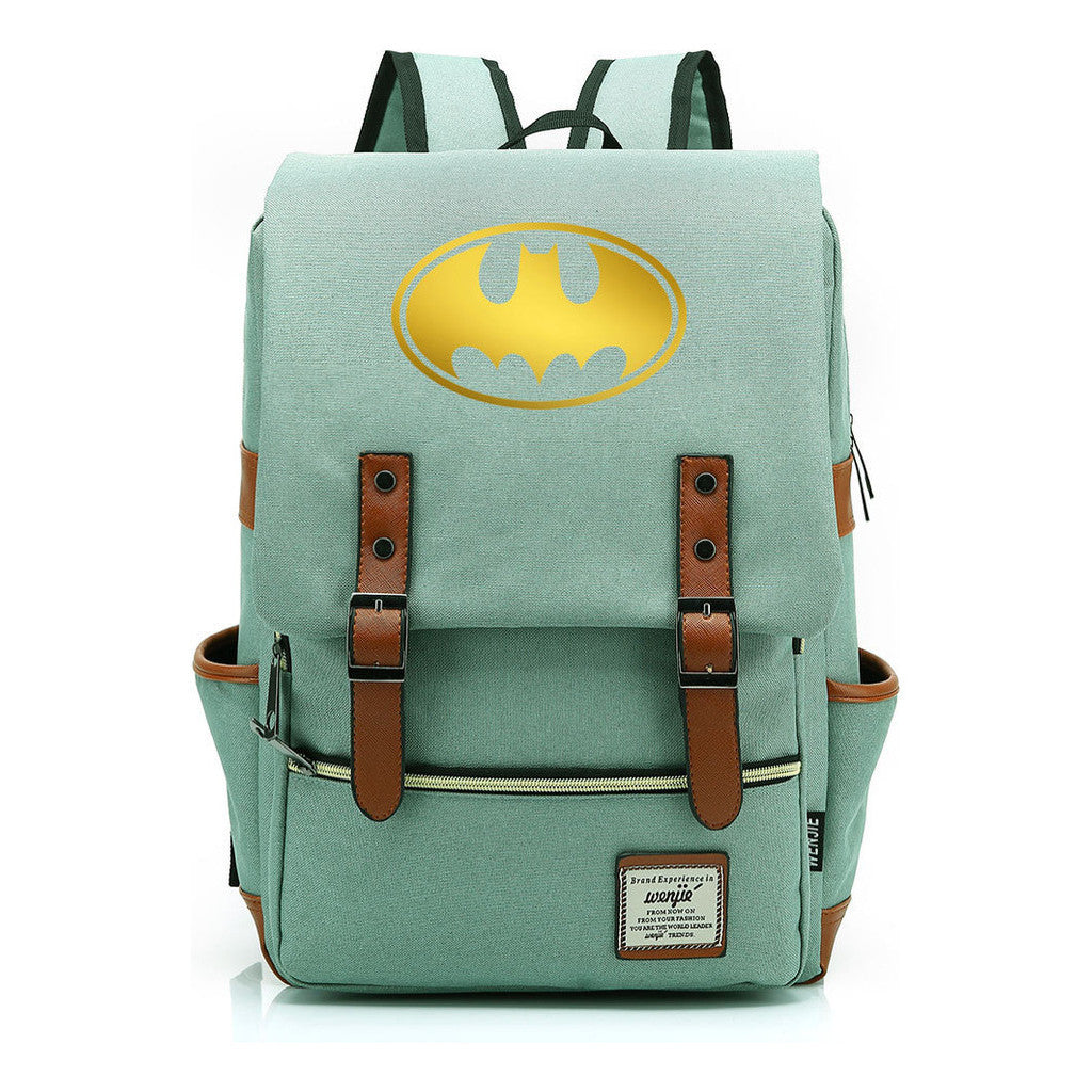 Golden Hero Batman Printed Youth Student School Bag Casual Belt Buckle Classic Backpack