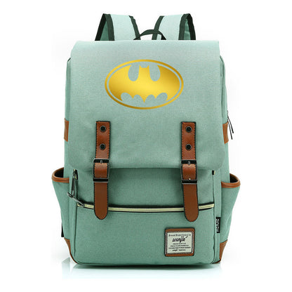 Golden Hero Batman Printed Youth Student School Bag Casual Belt Buckle Classic Backpack