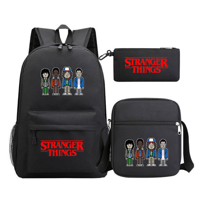 Strange Story Starry Sky Printed Youth Student Backpack 3-piece Set For Men And Women, Backpack Set