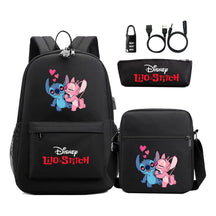 Interstellar Baby Stitch Usb Password Lock Youth Student Backpack 3-piece Set For Men And Women Backpacks