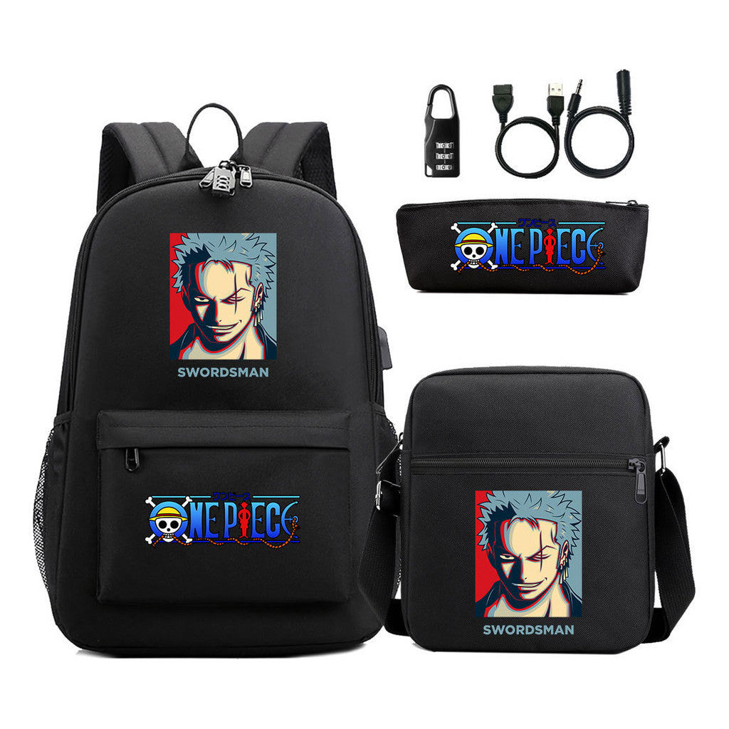Usb Password Lock Student Backpack Three Piece Set Backpack Set