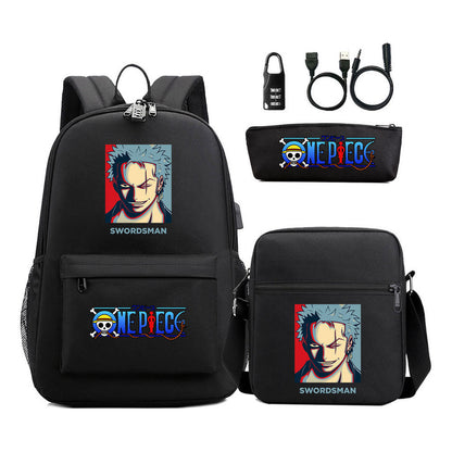 Usb Password Lock Student Backpack Three Piece Set Backpack Set