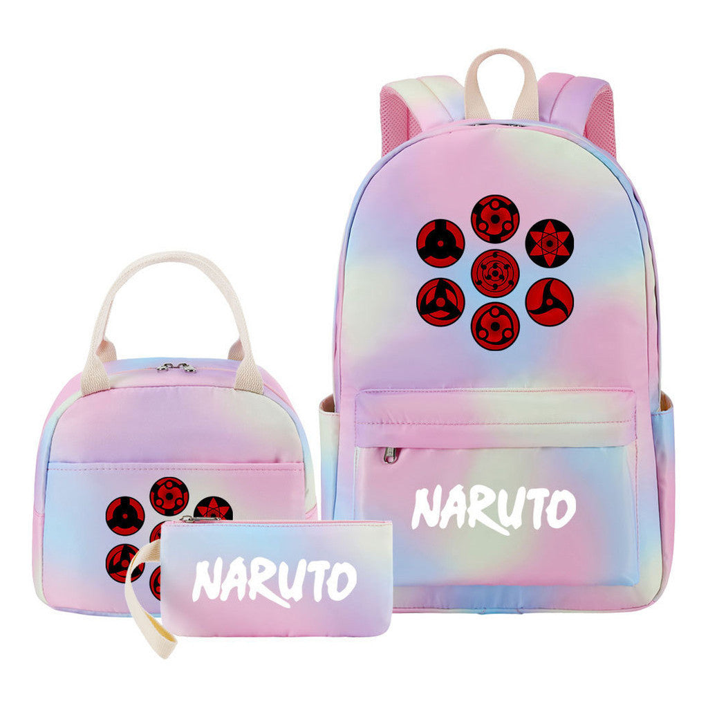 Naruto Student Girl Backpack Lunch Bag Three Piece Set Backpack