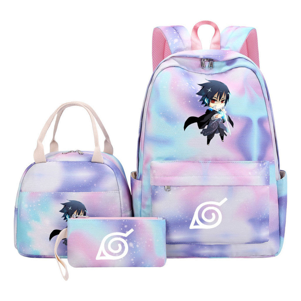 Naruto Youth Student School Bag Lunch Bag Three Piece Set Backpack Set