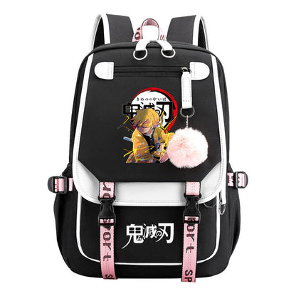 Cartoon Fashion Usb Youth School Bag For Boys And Girls Casual Ribbon Flip Backpack