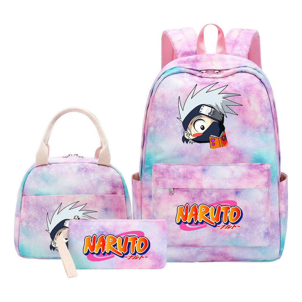 Naruto Student Girl Backpack Lunch Bag Three Piece Set Backpack Set