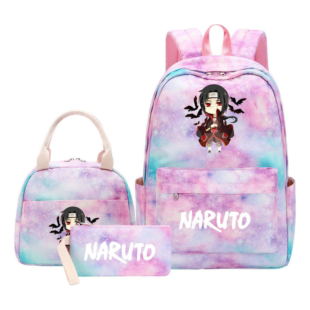Naruto Teenage Student Girls School Bag Lunch Bag Three Piece Set Backpack Set