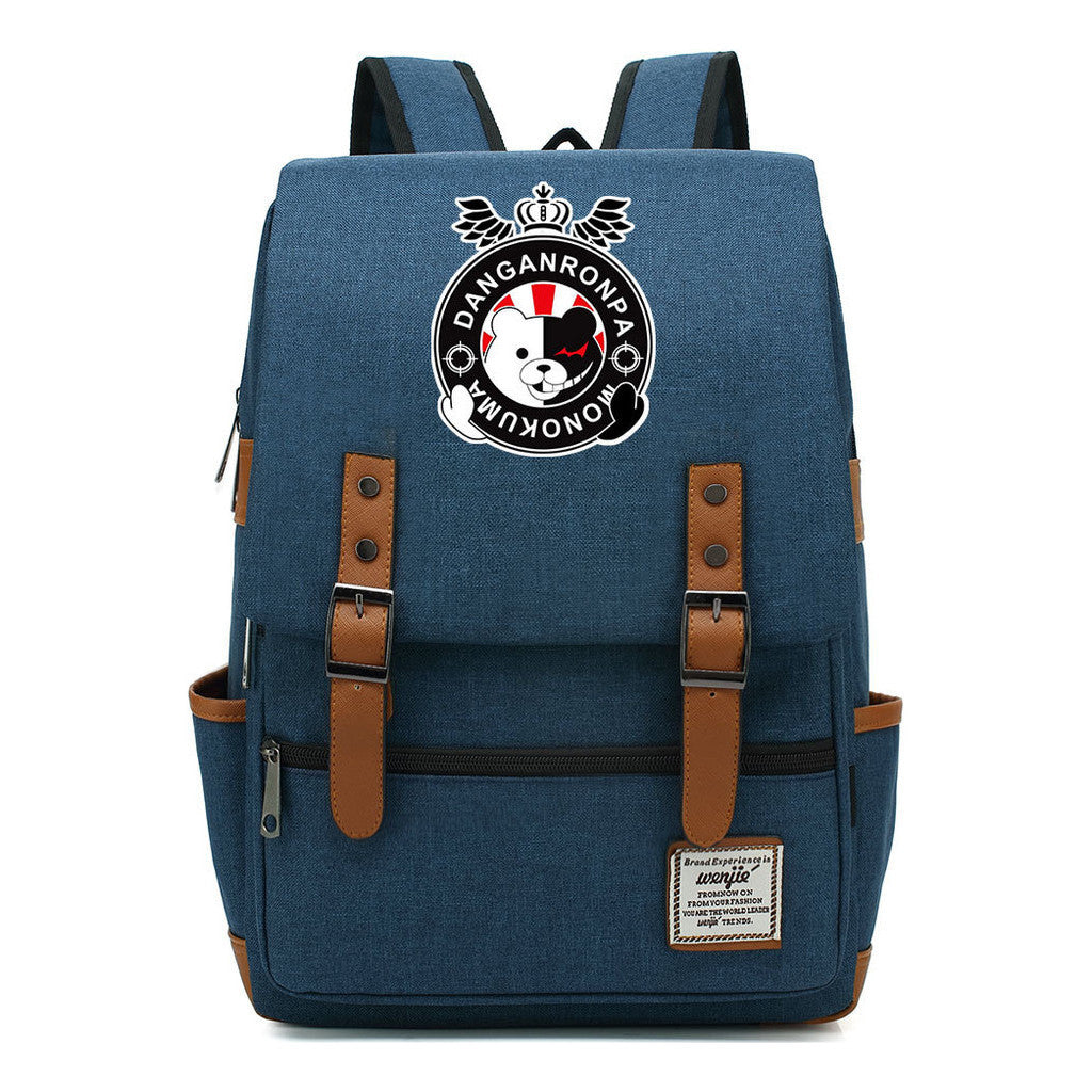 Printed Teenage Student Backpack For Men And Women With Casual Belt Buckle Classic Backpack