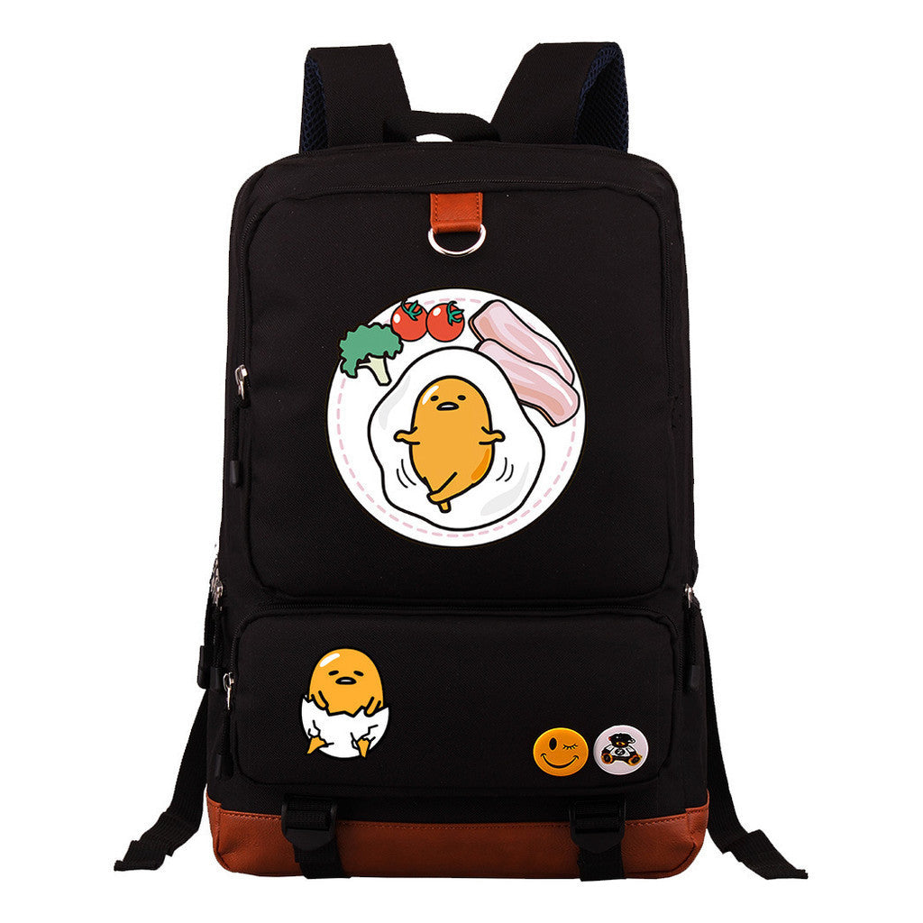 Cartoon Anime Lazy Egg Youth Student Backpack, Large Capacity Travel Bag, Boy's And Girl's Backpack