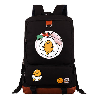 Cartoon Anime Lazy Egg Youth Student Backpack, Large Capacity Travel Bag, Boy's And Girl's Backpack