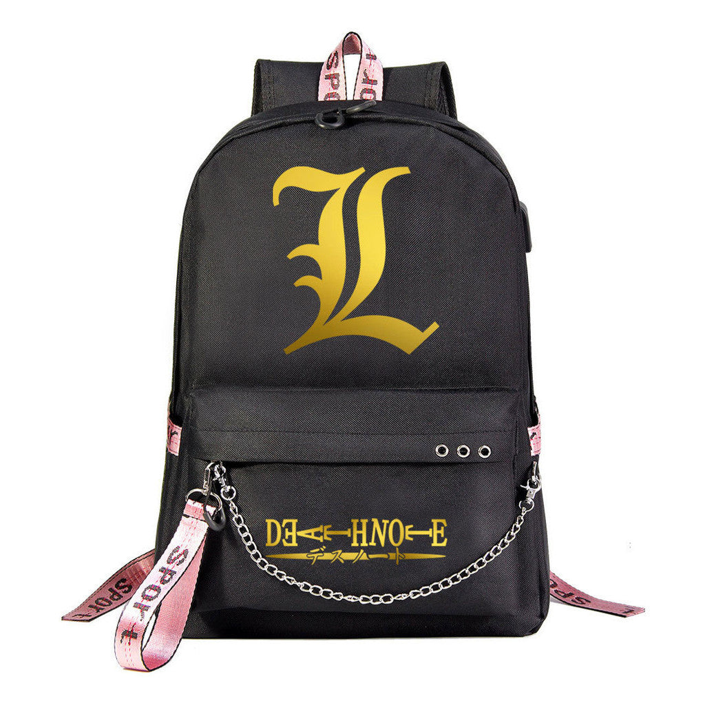 Golden Death Note Death God Usb Youth Student School Bag Leisure Travel Backpack