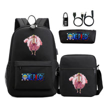 Cartoon Pirate King Usb Password Lock Youth Student Backpack Three Piece Set Backpack