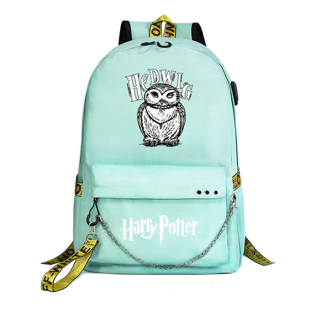 School Of Witchcraft And Wizardry Badge Usb Youth Student Backpack For Men And Women's Leisure Travel Backpack