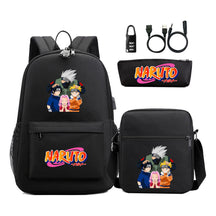 Naruto Usb Password Lock Youth Student Backpack Three Piece Set Backpack Set