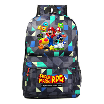 Super Mario Starry Sky Youth Student Backpack For Men And Women's Leisure Travel Backpack