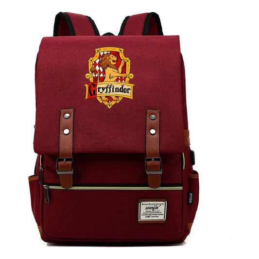 School Of Witchcraft And Wizardry Student Backpack Usb Men's And Women's Leisure Belt Buckle Backpack