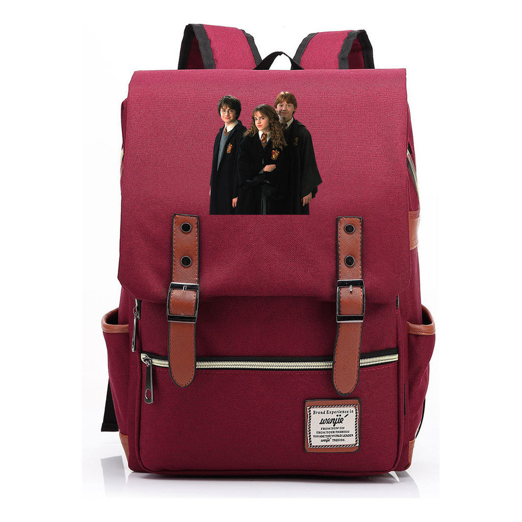 Academy Of Magic Print Teen Student School Bag For Men And Women Casual Belt Buckle Classic Backpack
