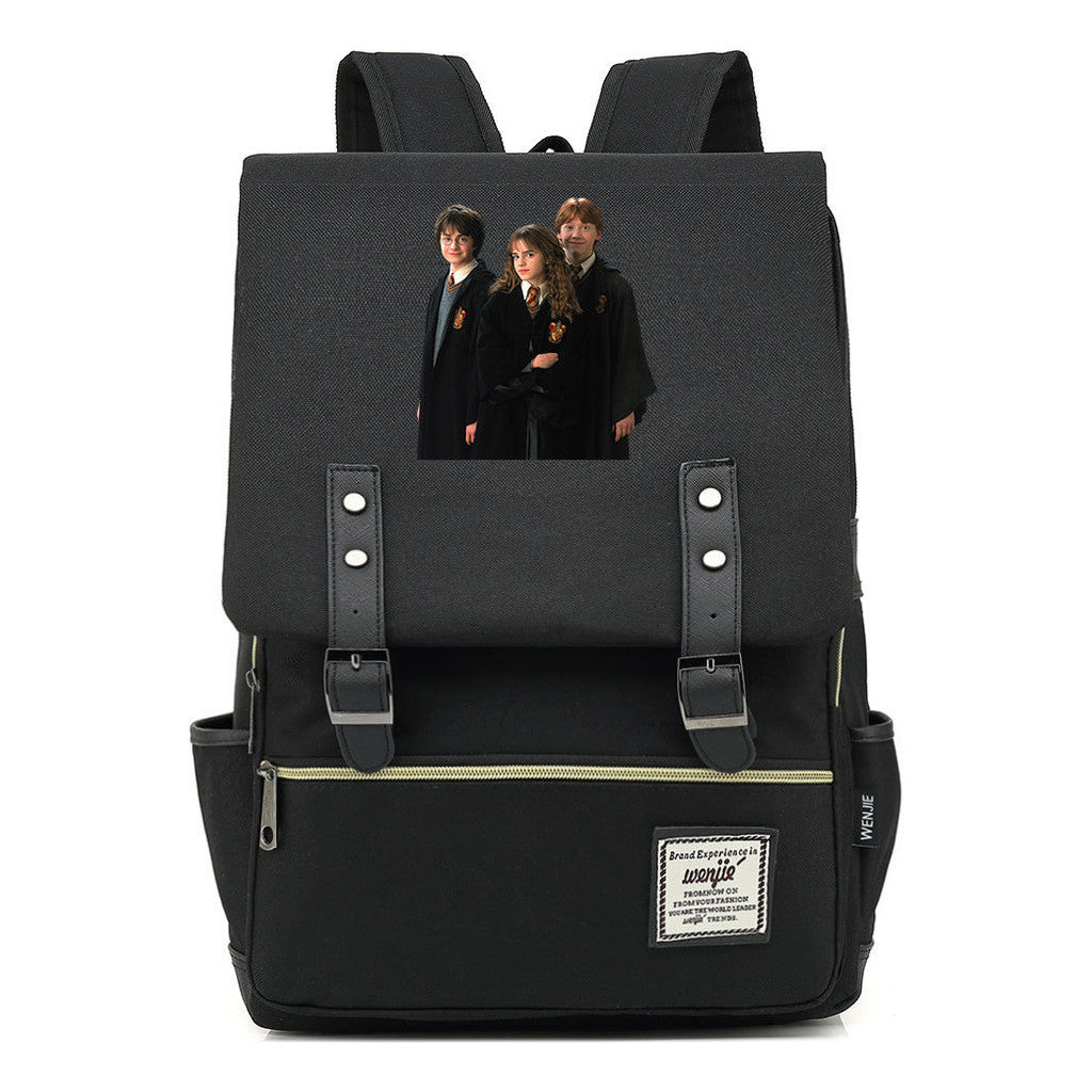Academy Of Magic Print Teen Student School Bag For Men And Women Casual Belt Buckle Classic Backpack