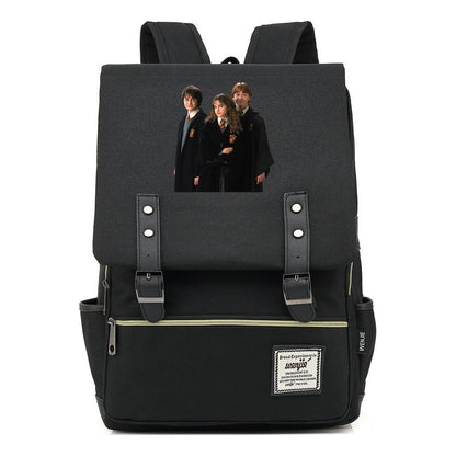 Academy Of Magic Print Teen Student School Bag For Men And Women Casual Belt Buckle Classic Backpack