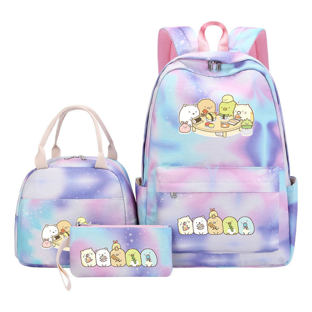 Game Corner Biology Youth Student Girls School Bag Lunch Bag Three Piece Set Backpack Set