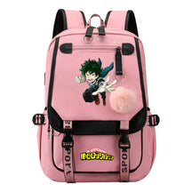 My Heroes Academy Usb Student Backpack, Casual Woven Strap Flip Back Backpack