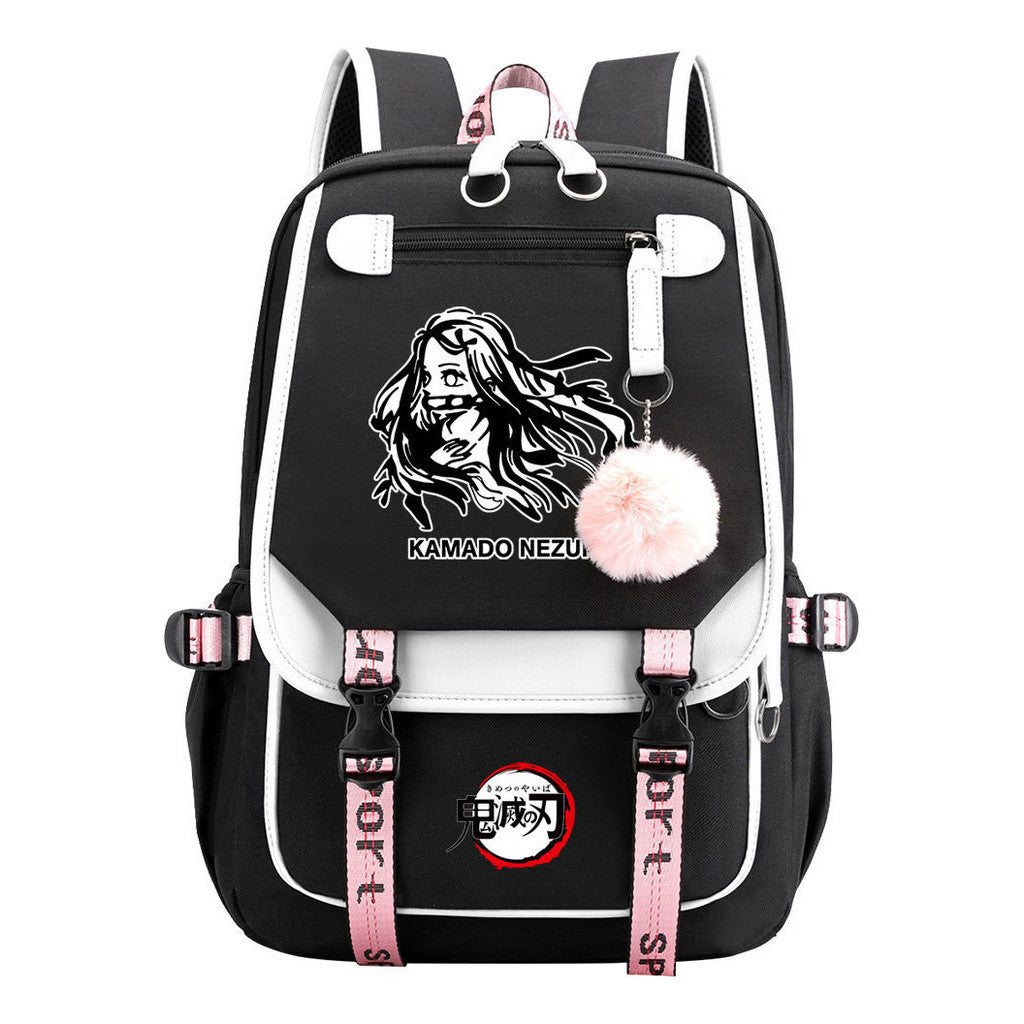 Cartoon Fashion Usb Youth Student Backpack Boy's And Girl's Leisure Ribbon Flip Backpack