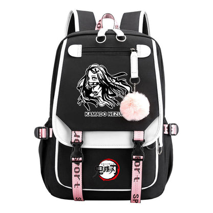 Cartoon Fashion Usb Youth Student Backpack Boy's And Girl's Leisure Ribbon Flip Backpack