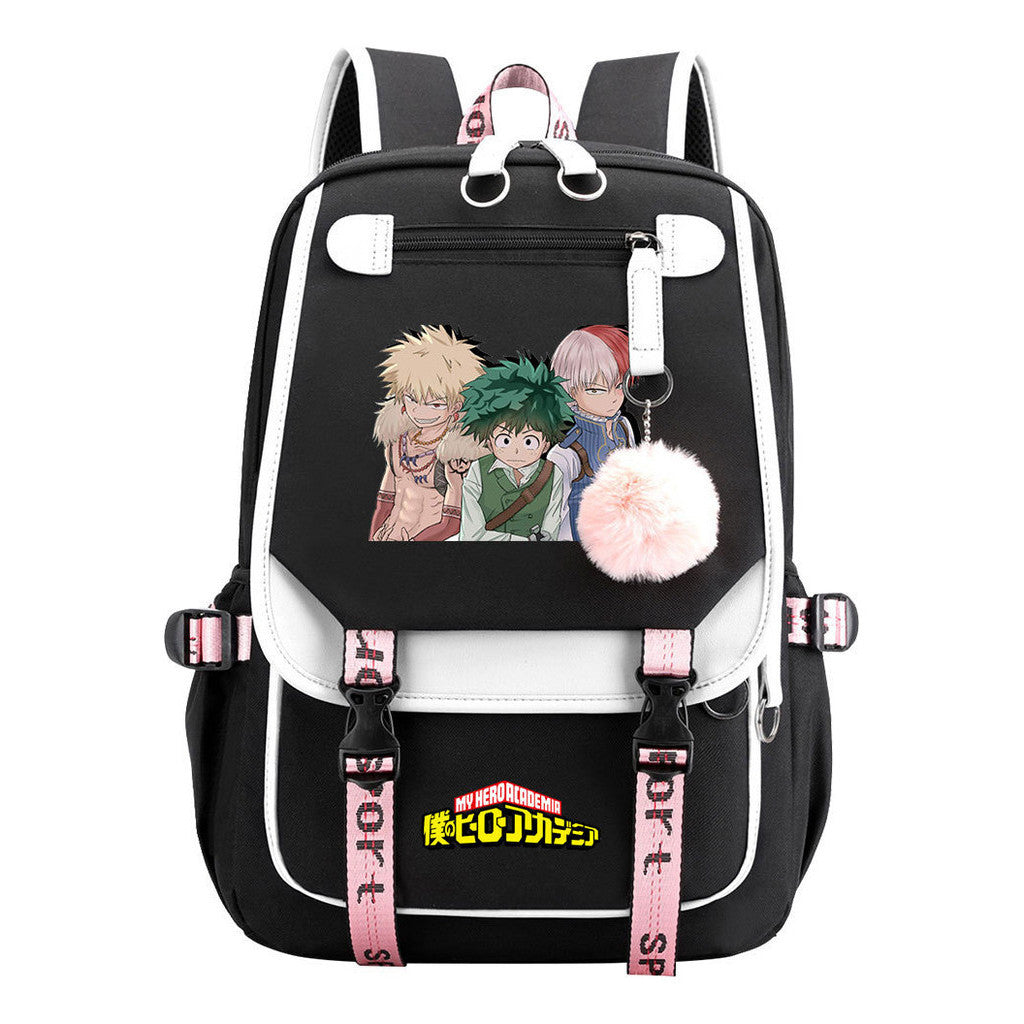 Comics My Heroes Academy Usb Youth Student Backpack Men's And Women's Leisure Ribbon Flip Backpack