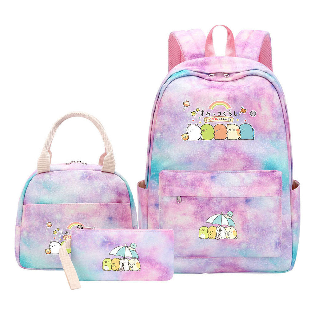 Game Corner Biology Youth School Bag Lunch Bag Three Piece Set Backpack Set