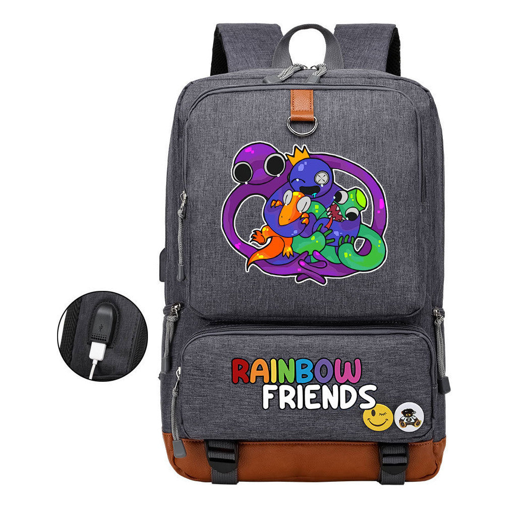 Rainbow Friend Usb Youth School Bag Leisure Travel Backpack