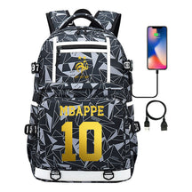 Golden Football Star Mbappe Usb Youth Student Backpack Backpack Leisure Travel Backpack