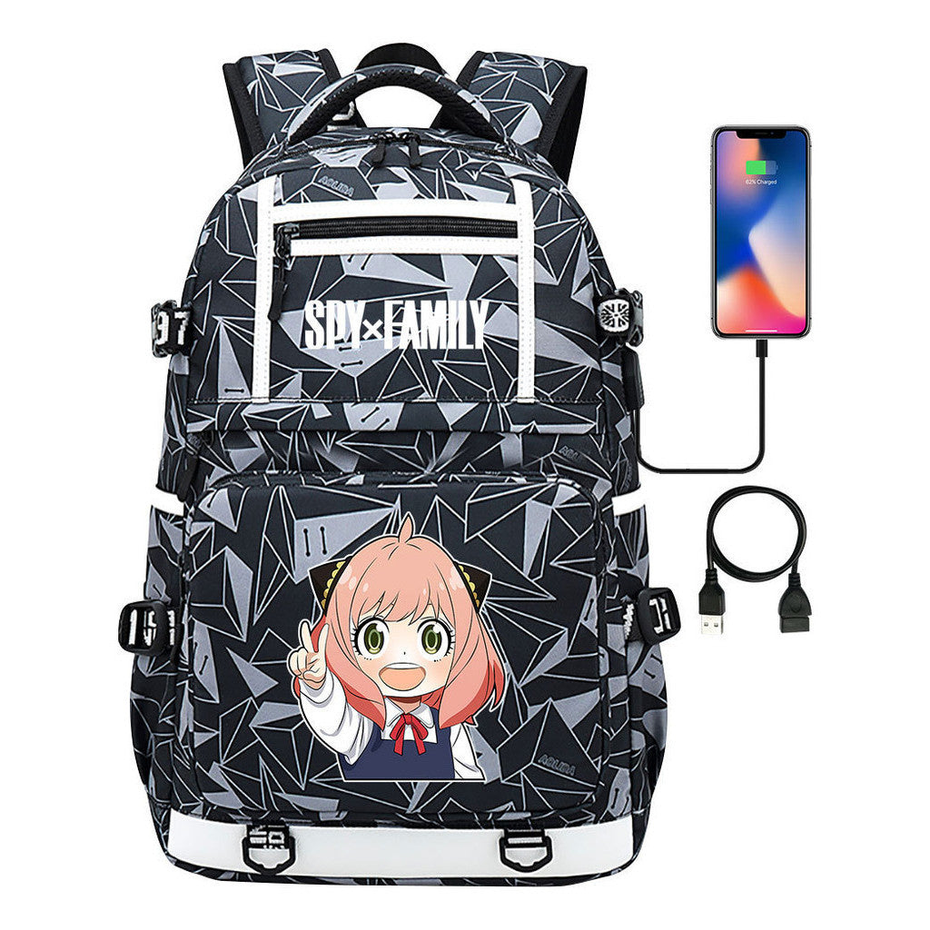 Printed Usb Youth Student Backpack Men's And Women's Backpack Leisure Travel Backpack