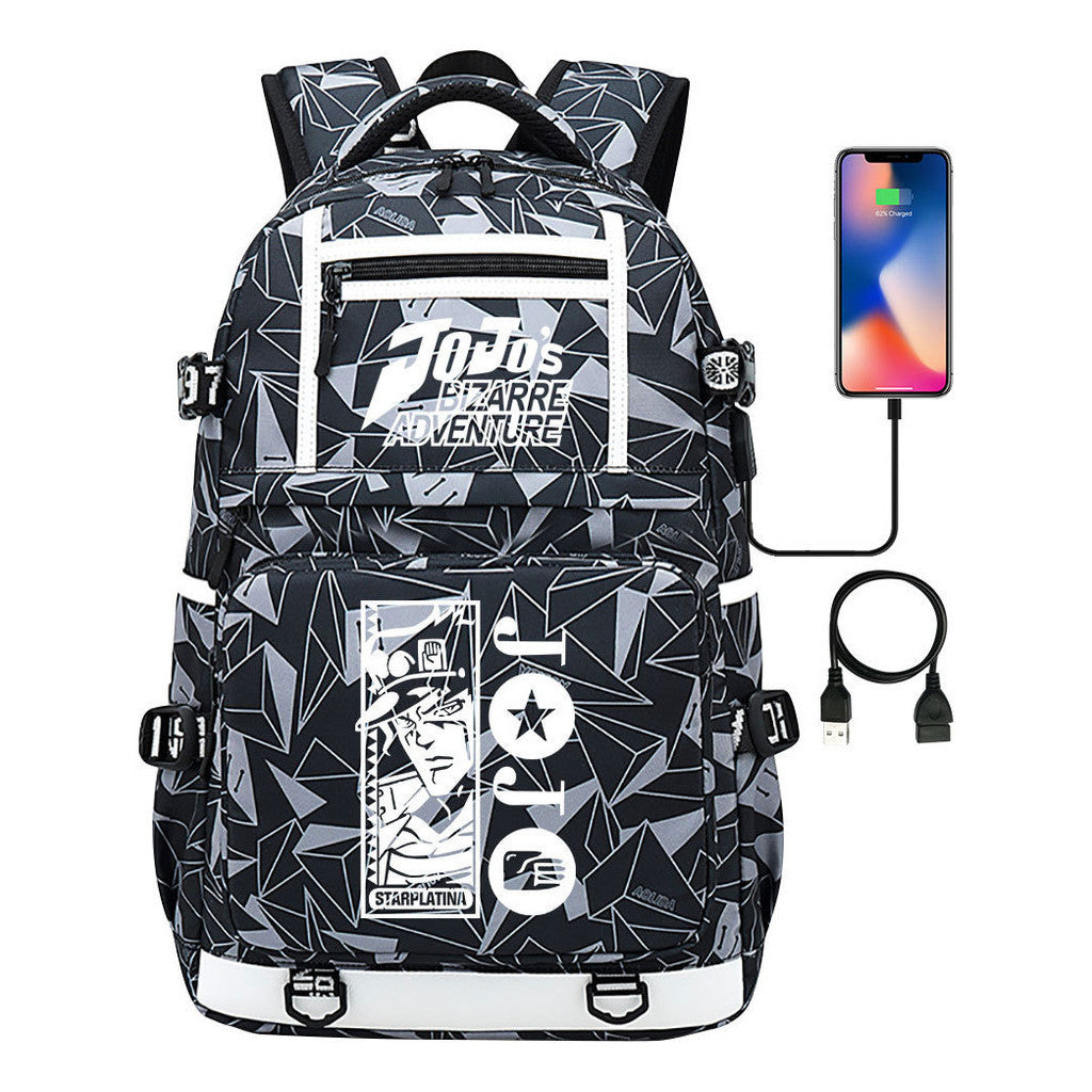 Comic Joe's Wonderful Adventure Print Usb Youth Student Backpack For Men And Women's Leisure Travel Backpack