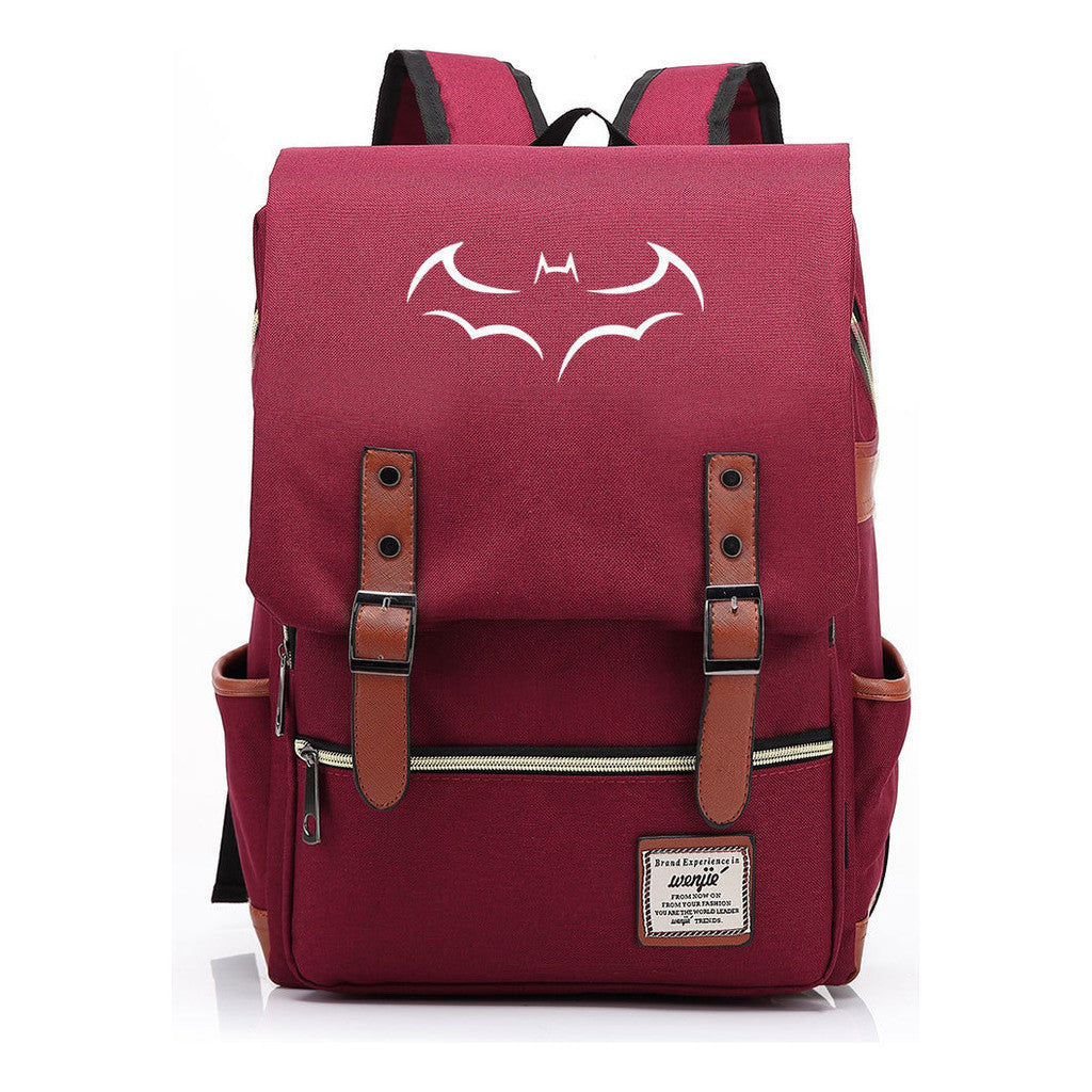Superhero Batman Print Youth Student Backpack Casual Belt Buckle Classic Backpack