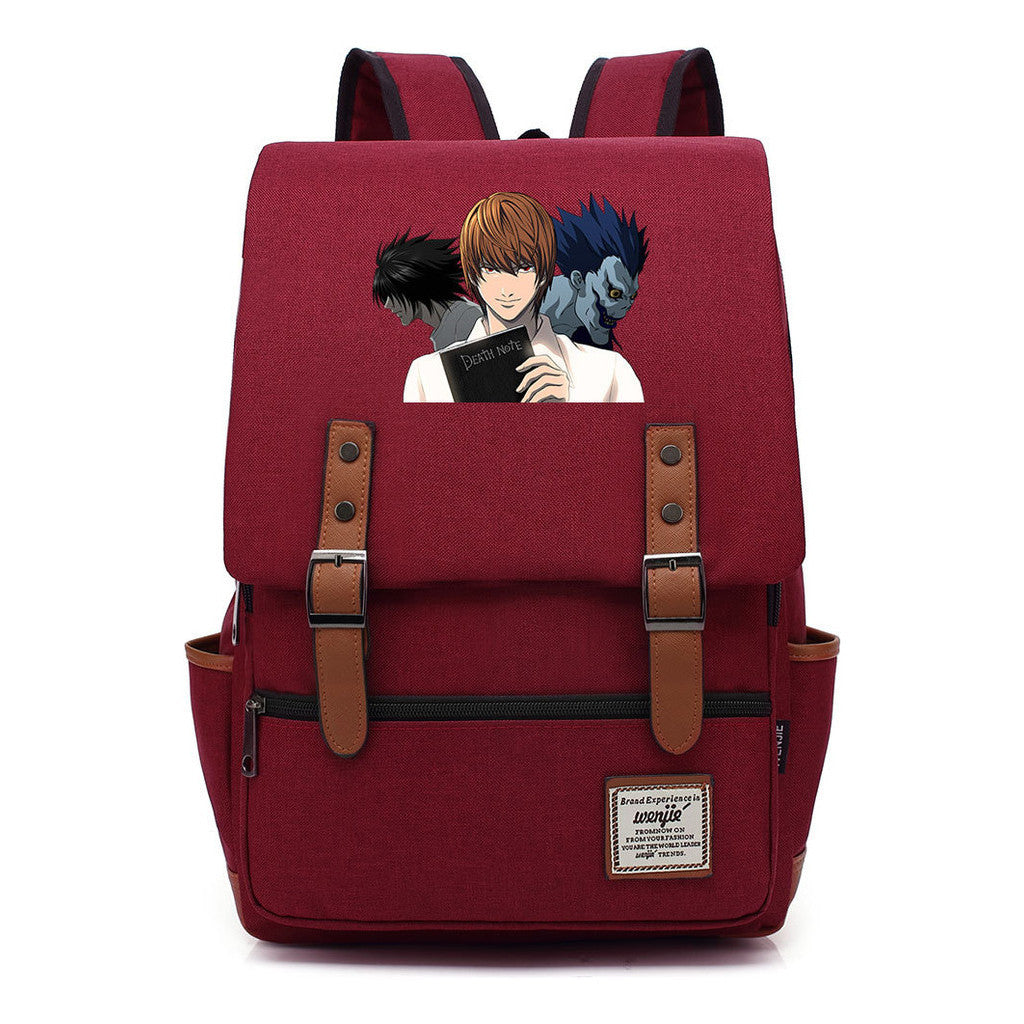 Manga Death Note Youth Student School Bag Men's And Women's Leisure Belt Buckle Backpack