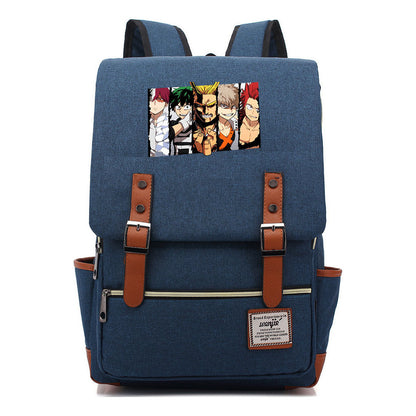 Anime My Heroes Academy Printed Youth Student Backpack Men's And Women's Leisure Belt Buckle Classic Backpack