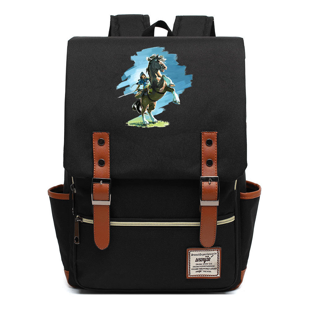 Game Zelda Printed Youth Student Backpack For Men And Women, Casual Belt Buckle, Classic Backpack