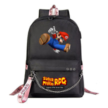 Mario Printed Usb Youth Student Backpack For Men And Women's Leisure Travel Backpack