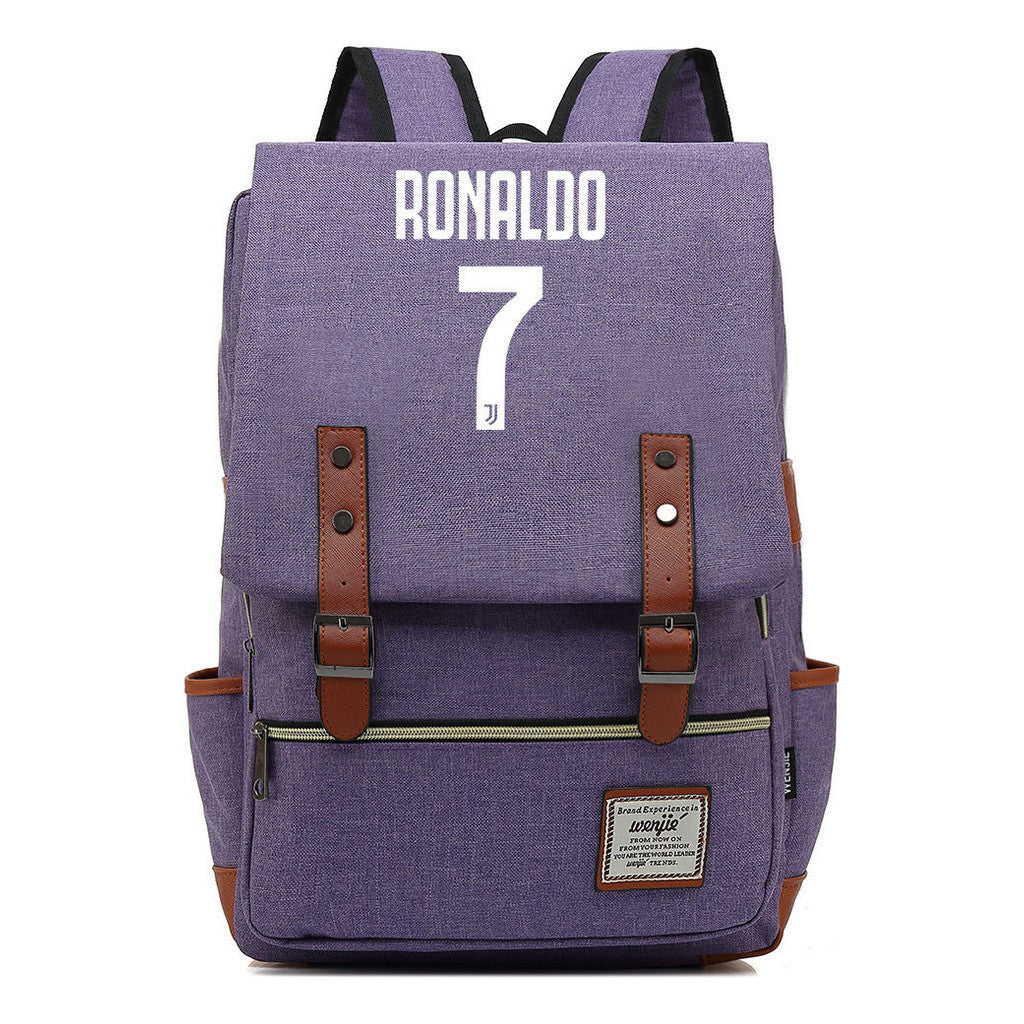 Football Star Cristiano Ronaldo Printed Student Backpack For Men And Women's Casual Classic Backpack