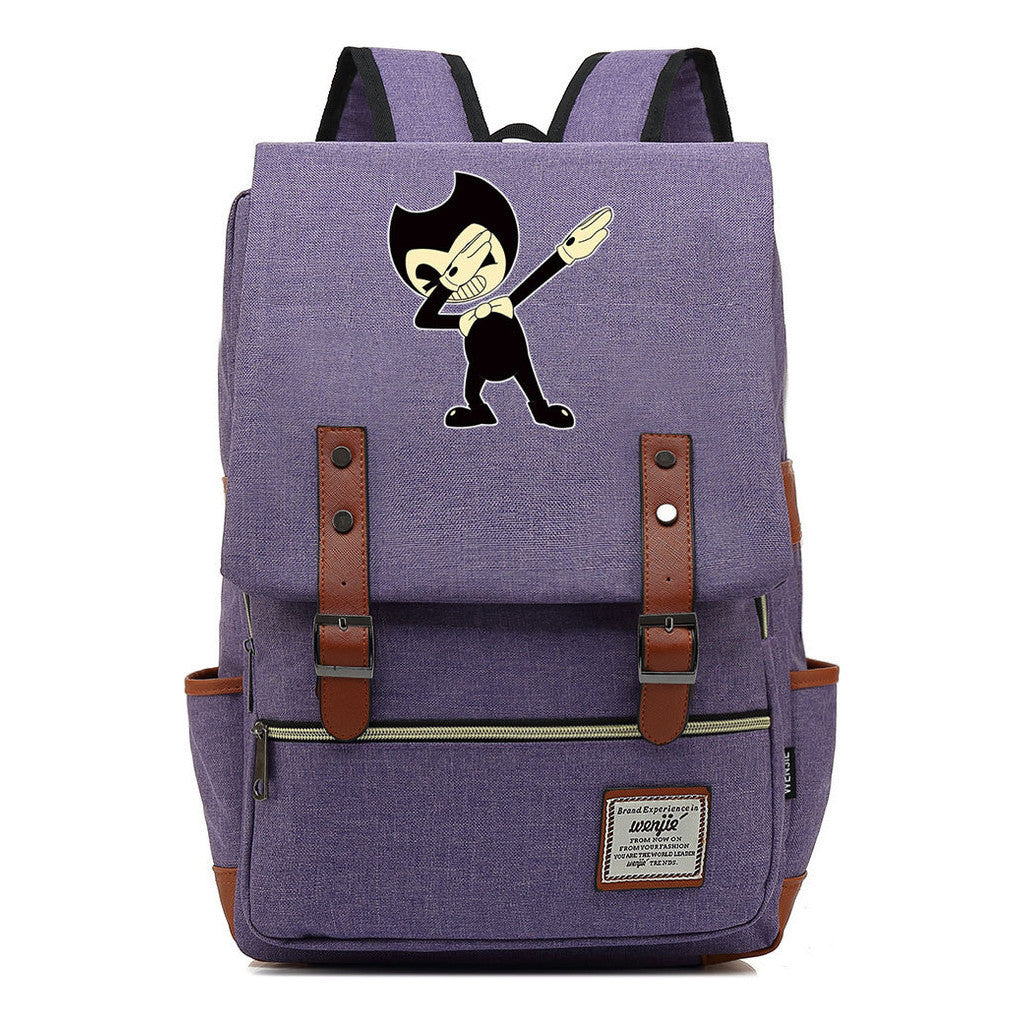 Printed Teenage Student Backpack For Men And Women With Casual Belt Buckle Classic Backpack